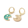 Moon & Star Real 18K Gold Plated Brass Dangle Leverback Earrings EJEW-L268-029G-03-2