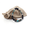 Natural Mixed Gemstone and Natural Black Agate(Dyed) Beads Stretch Bracelets BJEW-JB04005-5