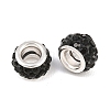 Polymer Clay Rhinestone European Large Hole Beads with Silver Color Plated Brass Cores FPDL-R002-01-1