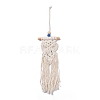 Cotton and Linen Cord Macrame Woven Tassel Wall Hanging EVIL-PW0002-10B-3