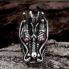 Dragon Head 316L Surgical Stainless Steel Czech Rhinestone Wide Band Rings for Men RJEW-BB01169-9-2