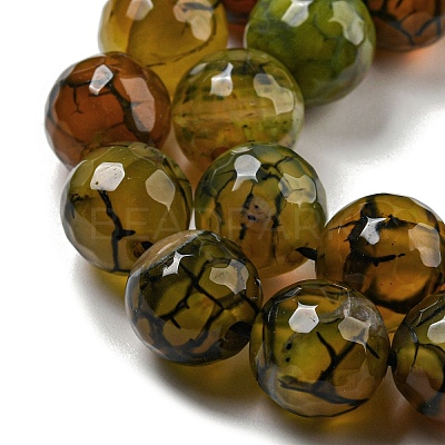 Faceted Natural Dragon Veins Agate Beads Strands G-F447-12mm-L05-1
