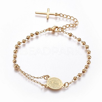 201 Stainless Steel Charm Bracelets BJEW-P258-15G-1