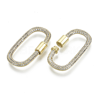 Brass Micro Pave Cubic Zirconia Screw Carabiner Lock Charms ZIRC-N039-008A-NF-1