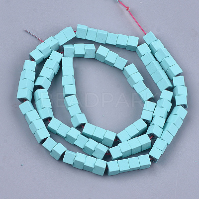 Spray Painted Non-magnetic Synthetic Hematite Beads Strands G-T116-22-08-1