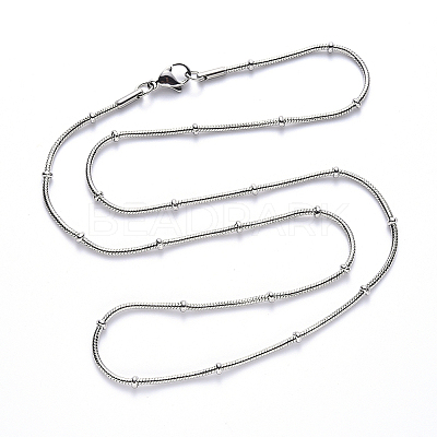 Non-Tarnish 304 Stainless Steel Round Snake Chain Necklace NJEW-S420-009A-P-1