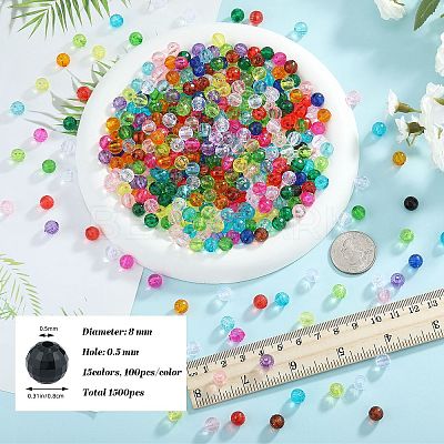 1500Pcs 15 Colors Transparent Acrylic Beads TACR-SZ0001-21B-1