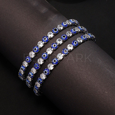 Brass & Clear Cubic Zirconia & Resin Evil Eye Tennis Bracelets for Women FS-WG6CA97-01-1
