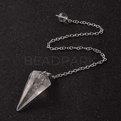 Platinum Tone Brass Crystal Cone Hexagonal Pointed Dowsing Pendulums MAK-M015-01I-1