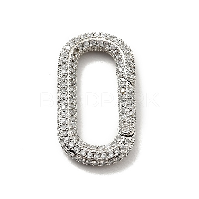Brass Micro Pave Clear Cubic Zirconia Spring Gate Rings KK-G414-06P-1