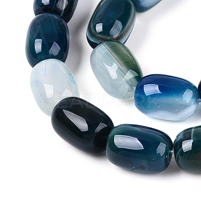 Dyed Natural Banded Agate Beads Strands G-T144-44D-1