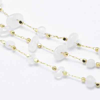 Handmade Natural Rose Quartz Beaded Chains CHC-I026-D-03G-1