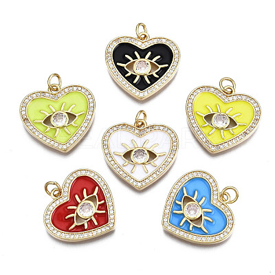 Brass Micro Pave Clear Cubic Zirconia Pendants KK-Q769-005-NF-1