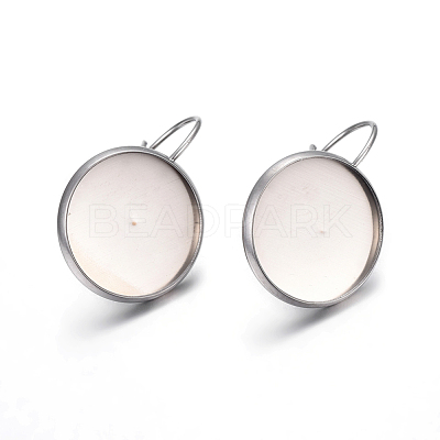Tarnish Resistant 304 Stainless Steel Leverback Earring Settings STAS-F191-03P-16mm-1