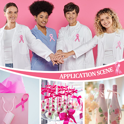 5Rolls 5 Styles Polyester Wave/Breast Cancer Awareness Ribbon Printed Ribbon OCOR-PH0004-22-1