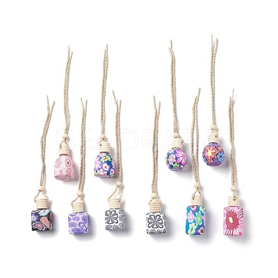 Empty Glass Perfume Bottle Pendants HJEW-A004-01-1