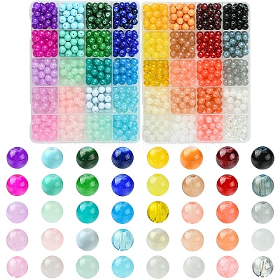 1000Pcs 40 Colors Baking Paint Imitation Jade Glass Round Beads DGLA-YW0001-32-1