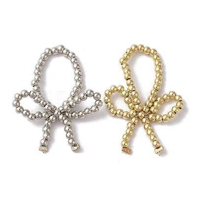 Bowknot CCB Plastic Round Beads Stretch Rings for Women RJEW-S412-05A-1