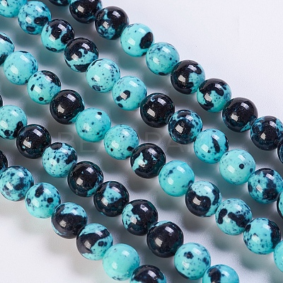 Natural Ocean White Jade/Rain Flower Stone Beads Strands G-K254-A03-1