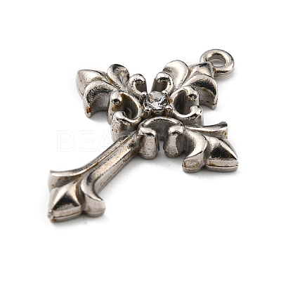 304 Stainless Steel with Rhinestone Pendants STAS-G310-36P-1