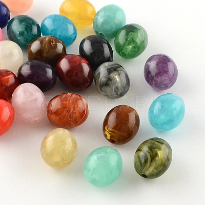 Oval Imitation Gemstone Acrylic Beads OACR-R038-M-1