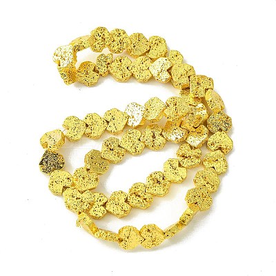 Electroplated Natural Lava Rock Beads Strands G-H303-A09-G01-1