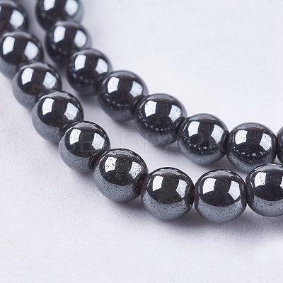 Non-magnetic Synthetic Hematite Bead Strands G-R193-19-4mm-1
