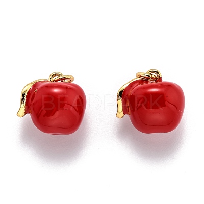 Brass Enamel Charms X-KK-O140-03G-1