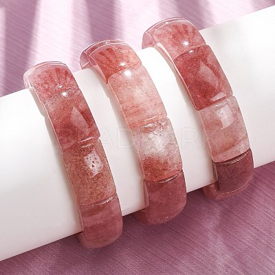 Rectangle Natural Strawberry Quartz Beaded Stretch Bracelets for Women Men GG-CBA9ACE-C10-1