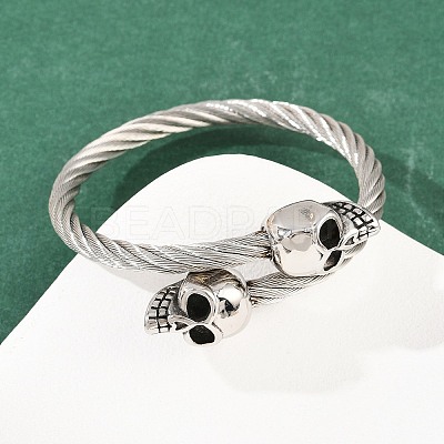 304 Stainless Steel Bangles for Men Women BJEW-H631-05C-AS-1