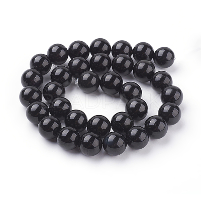 Natural Obsidian Beads Strands X-G-G099-12mm-24-1