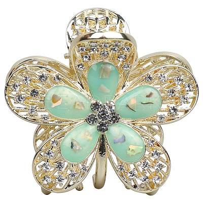 Flower Alloy Rhinestone Claw Hair Clips PW-WG5936D-02-1