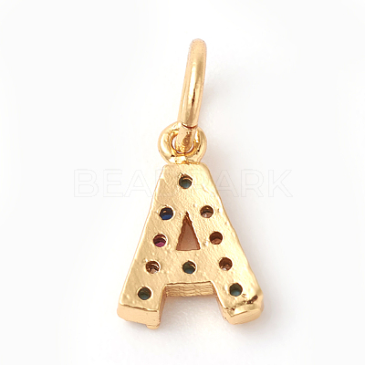 Brass Micro Pave Colorful Cubic Zirconia Charms ZIRC-F092-01-A-1