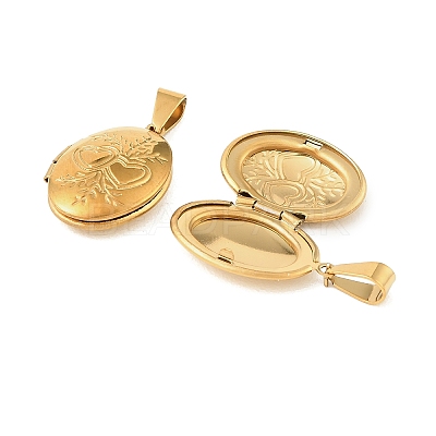316 Stainless Steel Locket Pendants STAS-K321-04G-1