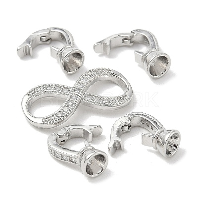 Brass Micro Pave Clear Cubic Zirconia Fold Over Clasps KK-U059-32P-1