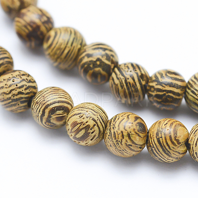 Natural Wenge Wood Beads Strands WOOD-P011-05-10mm-1