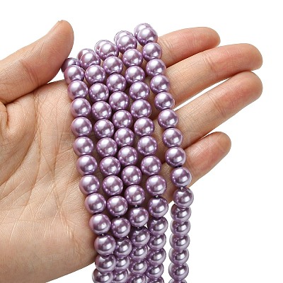 Eco-Friendly Glass Pearl Beads Strands HY-A008-8mm-RB056-1