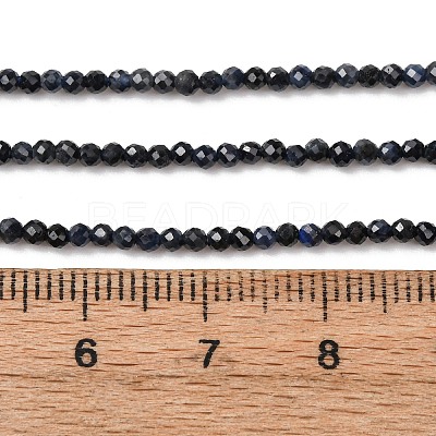 Natural Black Sapphire Beads Strands G-P625-2mm-01-1