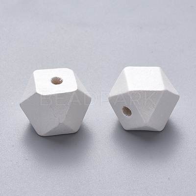 Painted Natural Wood Beads X-WOOD-Q040-020D-B03-1