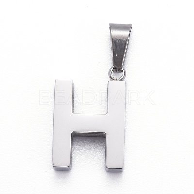 Non-Tarnish 304 Stainless Steel Letter Pendants STAS-H127-H-P-1