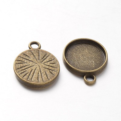 Tibetan Style Pendant Cabochon Settings X-TIBE-A23176-AB-FF-1