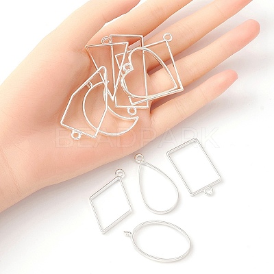 10Pcs Alloy Open Back Bezel Pendants PALLOY-YWC0002-02S-1