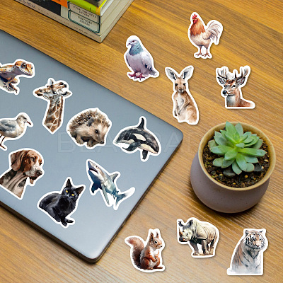 50Pcs Animal PVC Self-Adhesive Cartoon Stickers STIC-B001-04-1
