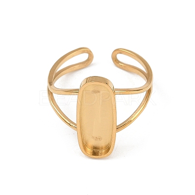 Real 18K Gold Plated 304 Stainless Steel Cuff Ring Components X-STAS-A191-12D-G-1