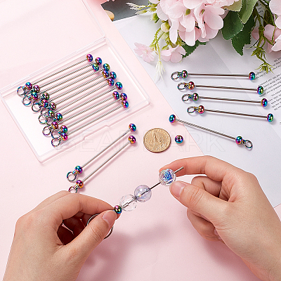 20Pcs Iron Bar Beadable Keychain for Jewelry Making DIY Crafts IFIN-SC0001-60-1