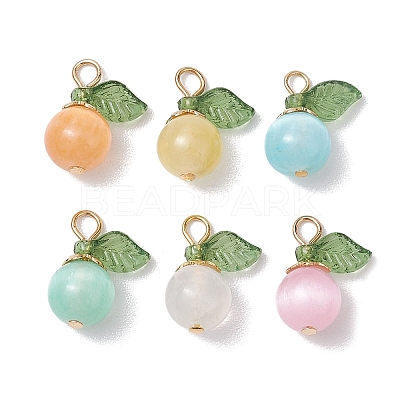 10Pcs Natural Selenite(Dyed) Imitation Cat Eye Round Pendants PALLOY-TA00133-02-S-1