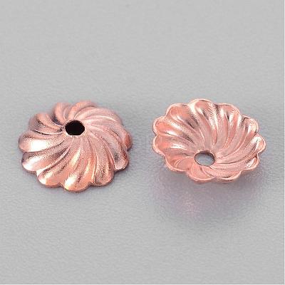 Brass Flower Bead Caps X-KK-O043-02RG-1