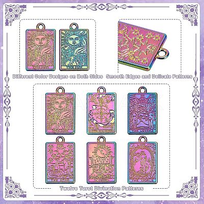 12Pcs 6 Style Rack Plating Rainbow Color Alloy Pendants FIND-CA0004-52-1