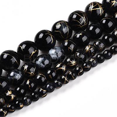 Baking Paint Glass Beads Strands DGLA-N003-6mm-B10-1