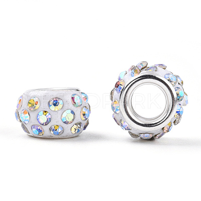 Polymer Clay Rhinestone European Beads CPDL-T001-05-1